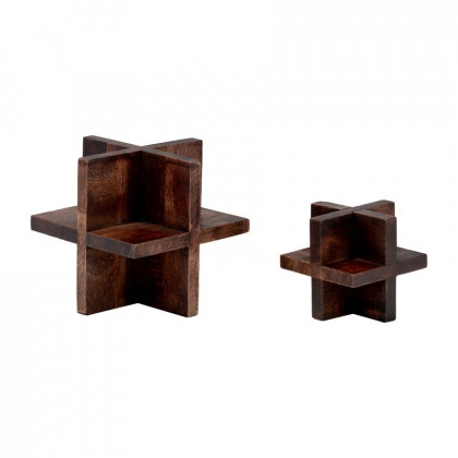 Sagebrook 4" Cross Wooden Orb - Brown