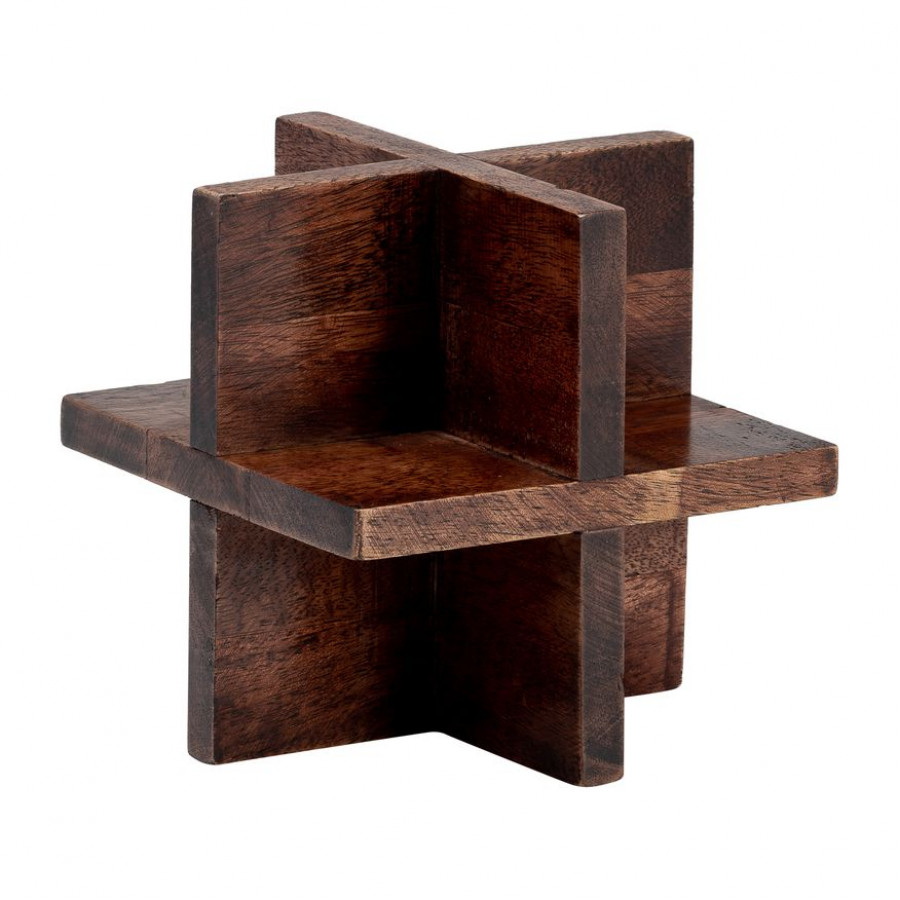 Sagebrook 6" Cross Wooden Orb - Brown