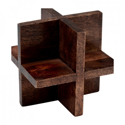 Sagebrook 6" Cross Wooden Orb - Brown
