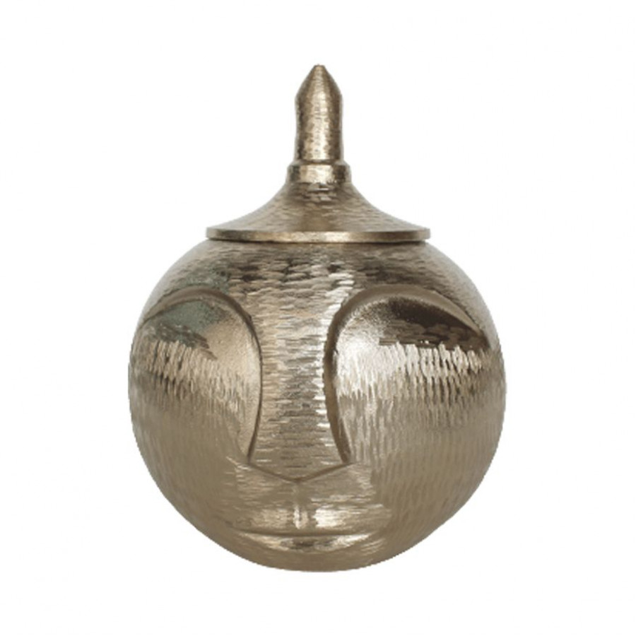 Sagebrook 13" Metal Face Jar With Lid - Champagne