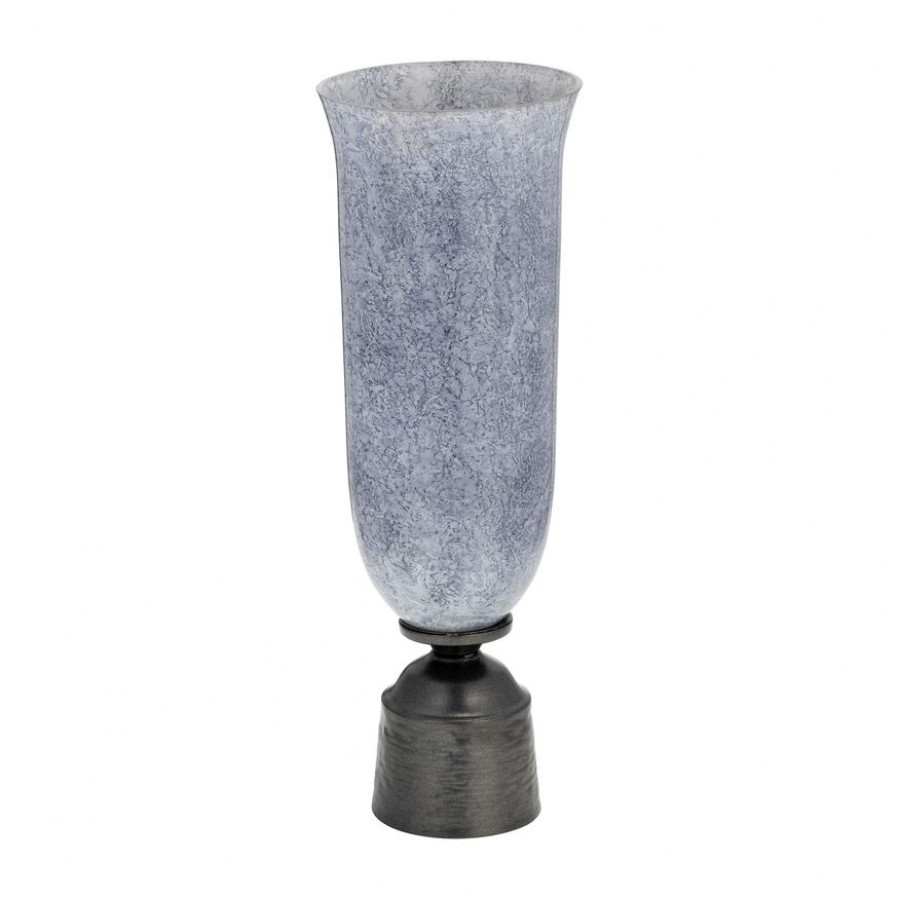 Sagebrook 20" Glass Vase With Metal Base - Blue