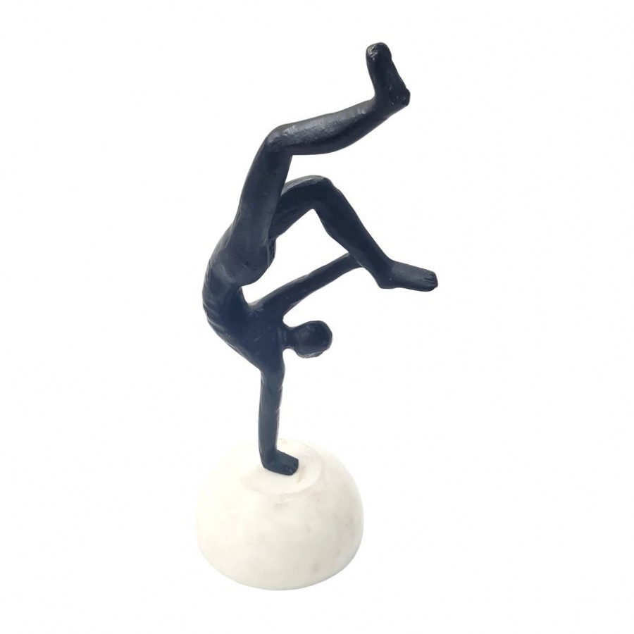 Sagebrook - 11" Metal Man On Marble Ball in Black