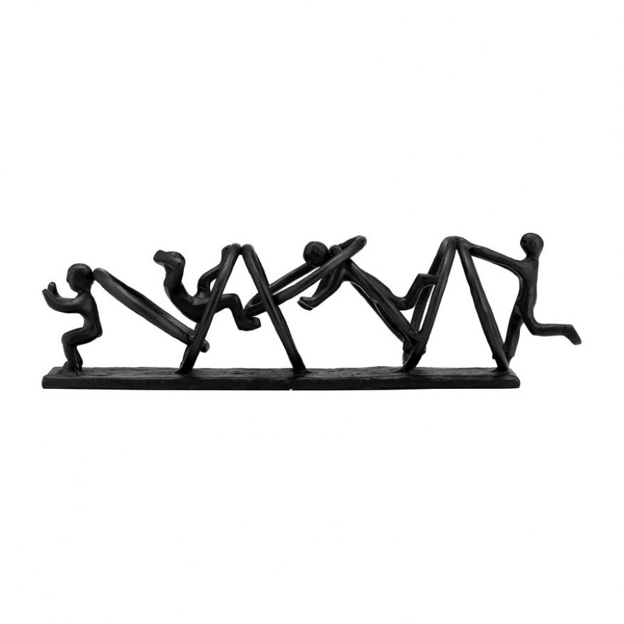 Sagebrook - 16" Playing Children Metal Decor in Black