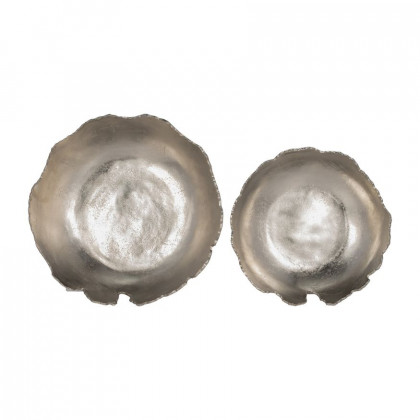 Sagebrook 16" Metal Live Edge Bowl (Set Of 2) - Nickel
