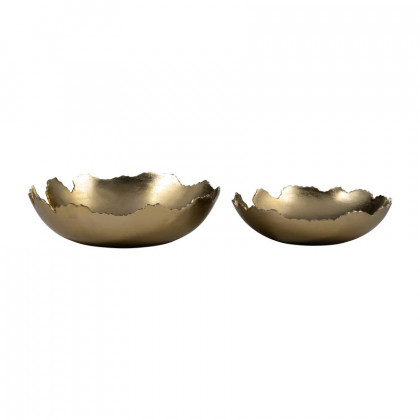 Sagebrook 16" Metal Live Edge Bowl (Set Of 2) - Gold