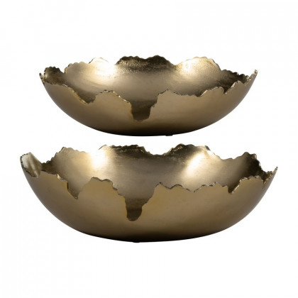 Sagebrook 16" Metal Live Edge Bowl (Set Of 2) - Gold