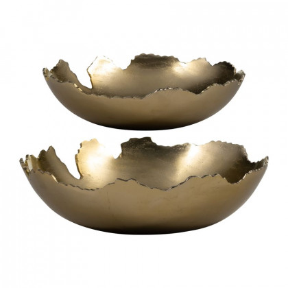 Sagebrook 16" Metal Live Edge Bowl (Set Of 2) - Gold