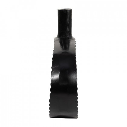 Sagebrook - 10" Metal Ridged Oval Open Cut Out Vase in Black