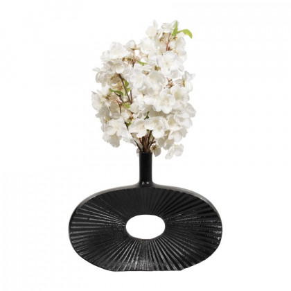 Sagebrook - 10" Metal Ridged Oval Open Cut Out Vase in Black