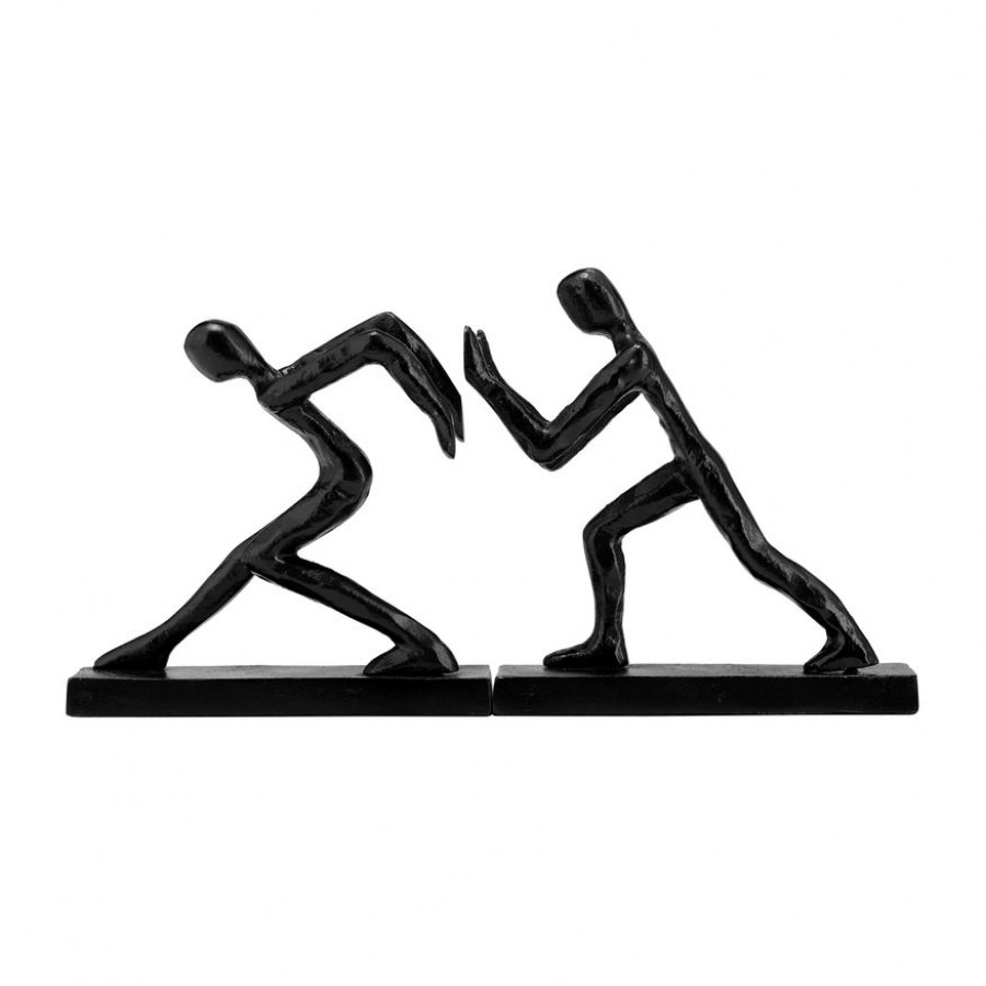 Sagebrook - 9" Metal Push Hold Figures Bookends (Set Of 2) in Black