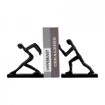 Sagebrook - 9" Metal Push Hold Figures Bookends (Set Of 2) in Black