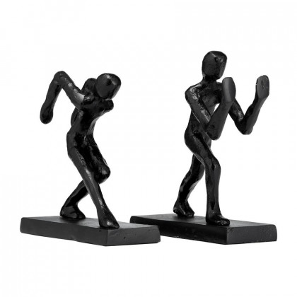 Sagebrook - 9" Metal Push Hold Figures Bookends (Set Of 2) in Black