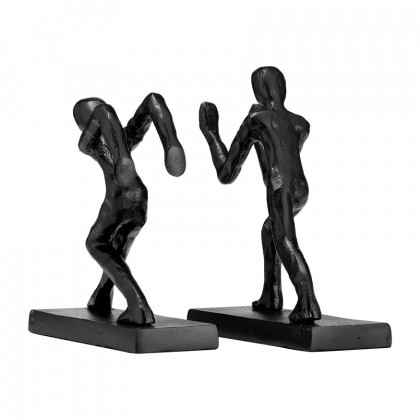 Sagebrook - 9" Metal Push Hold Figures Bookends (Set Of 2) in Black