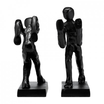 Sagebrook - 9" Metal Push Hold Figures Bookends (Set Of 2) in Black