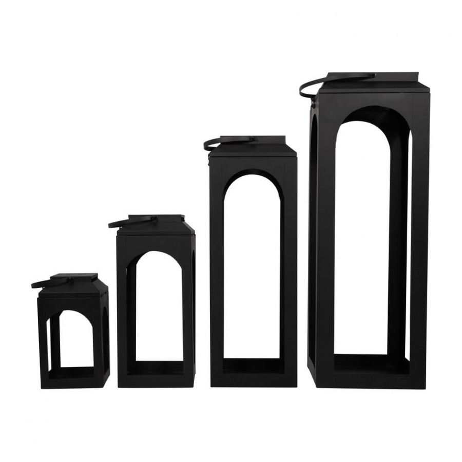 Sagebrook - 11"/16"/23"/29" Metal Open Lanterns (Set of 4) in Black
