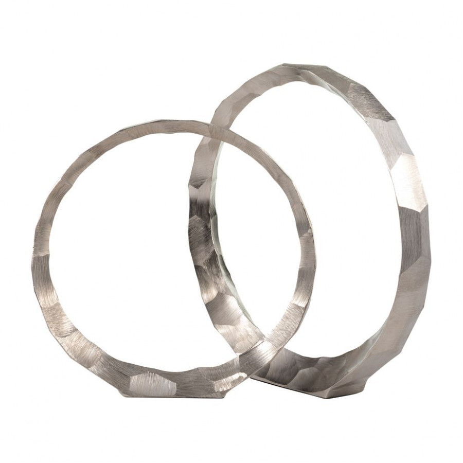 Sagebrook 14"/17" Metal Hammered Decorative Rings (Set Of 2) - Silver