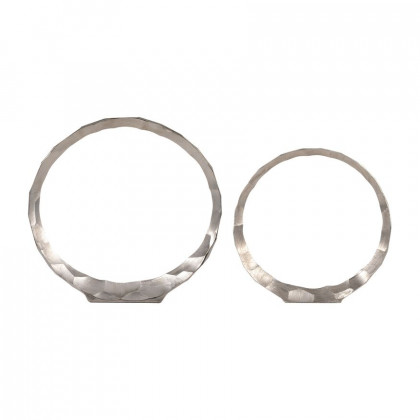 Sagebrook 14"/17" Metal Hammered Decorative Rings (Set Of 2) - Silver