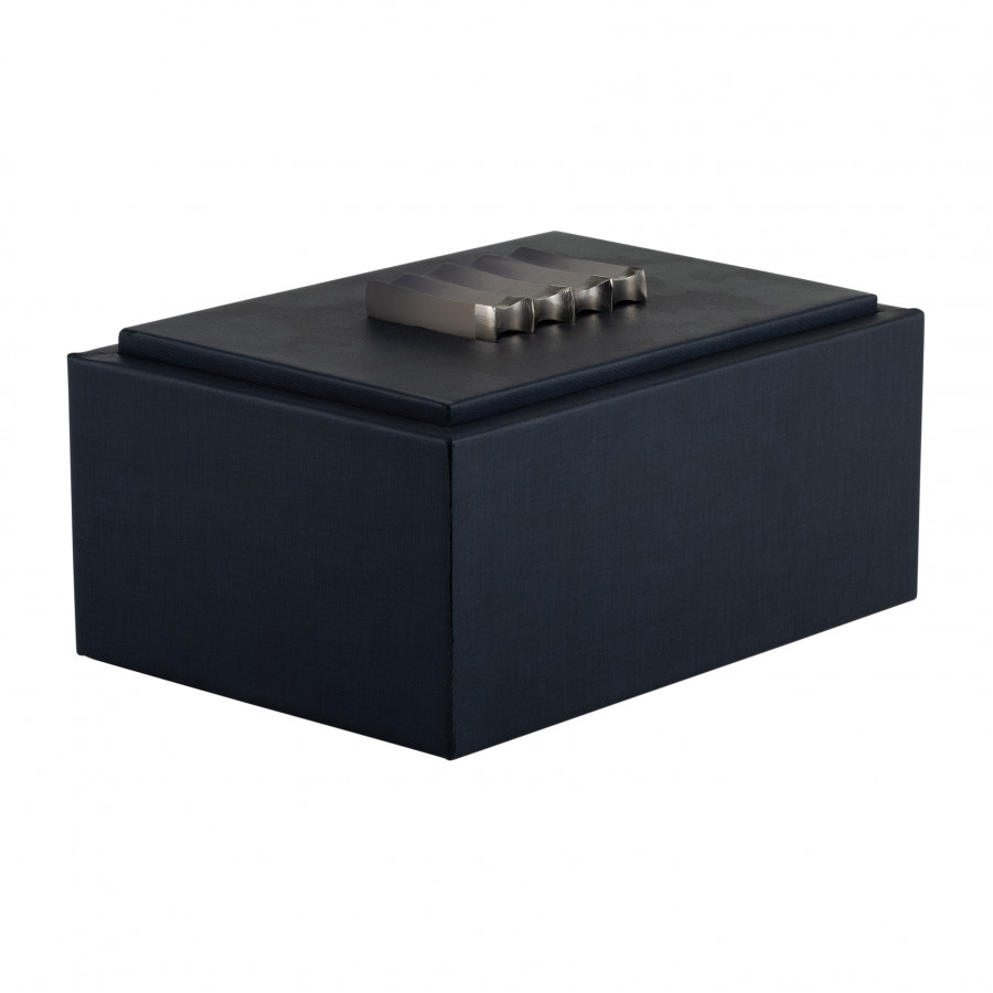 Sagebrook - 10" Wood-Leather Box in Blue/Ombre