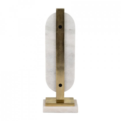 Sagebrook - 18" Metal/Marble Oval Disc Sculpture in White/Gold