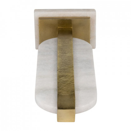 Sagebrook - 18" Metal/Marble Oval Disc Sculpture in White/Gold
