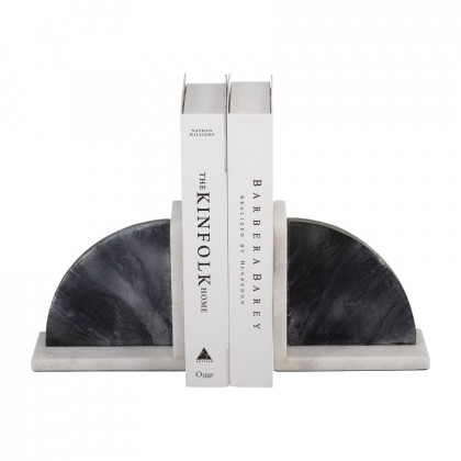 Sagebrook - 6" Rounded Bookends Marble (Set Of 2) in Black/White