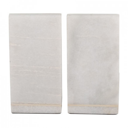 Sagebrook - 6" Rounded Bookends Marble (Set Of 2) in Black/White