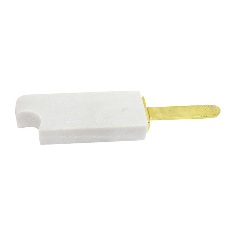 Sagebrook 13" Metal/Marble Bitten Popsicle Decor - White