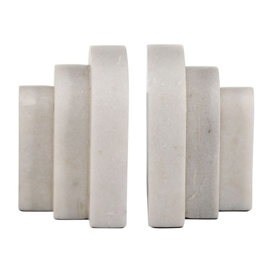 Sagebrook - 6" Marble Layered Arches Bookends (Set Of 2) in White