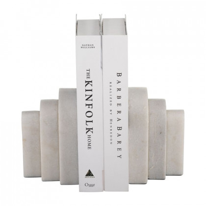 Sagebrook - 6" Marble Layered Arches Bookends (Set Of 2) in White