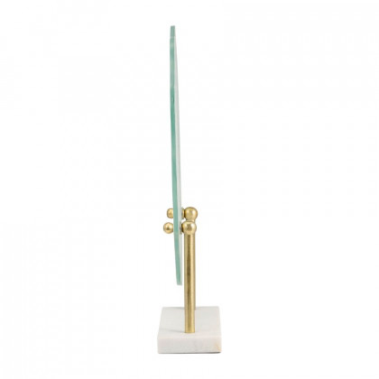 Sagebrook - 21" Metal Speckled Glass Disc On Marble Stand in White