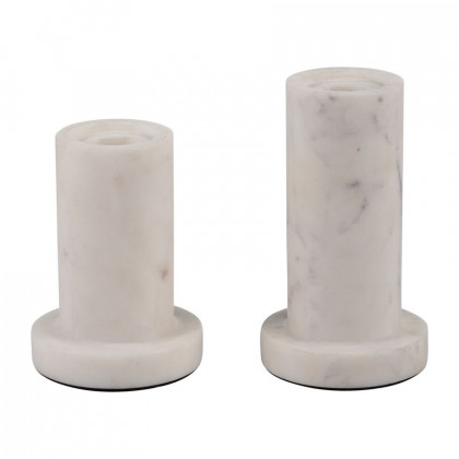 Sagebrook 4" Marble Taper Candle Holder With Flat Base - White