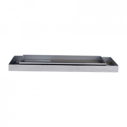 Sagebrook - 16"/20" Metal/Glass Tray (Set Of 2) in Nickel/Multi