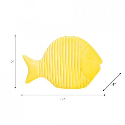 Sagebrook 12" Ceramic V Striped Fish - Yellow