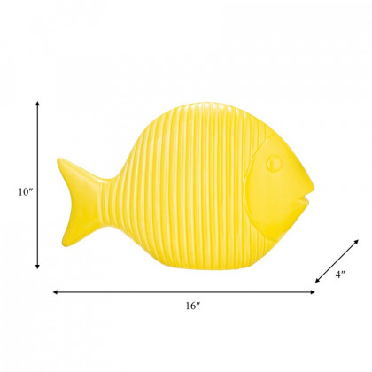 Sagebrook 16" Ceramic V Striped Fish - Yellow