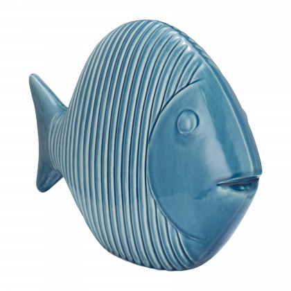 Sagebrook 16" Ceramic V Striped Fish - Blue