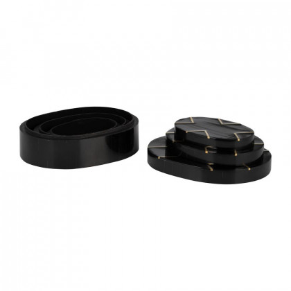 Sagebrook - 6"/7"/9" Resin Brass Inlay Oval Boxes (Set Of 3) in Black/White
