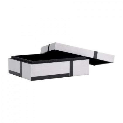 Sagebrook - 6"/7"/9" Resin Bold Lines Design Rec Boxes (Set Of 3) in Black/White