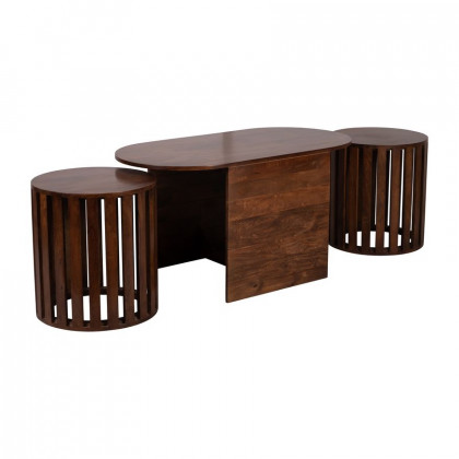 Sagebrook - Wood Table & Stool Set in Brown