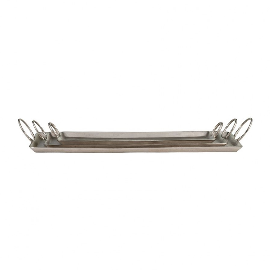 Sagebrook - Metal Casted Trays (Set Of 3) in Metallic