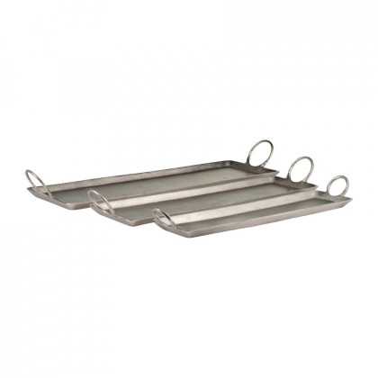 Sagebrook - Metal Casted Trays (Set Of 3) in Metallic