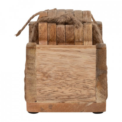 Sagebrook - Wood Cat Face Coasters With Stand (Set Of 6) in Natural