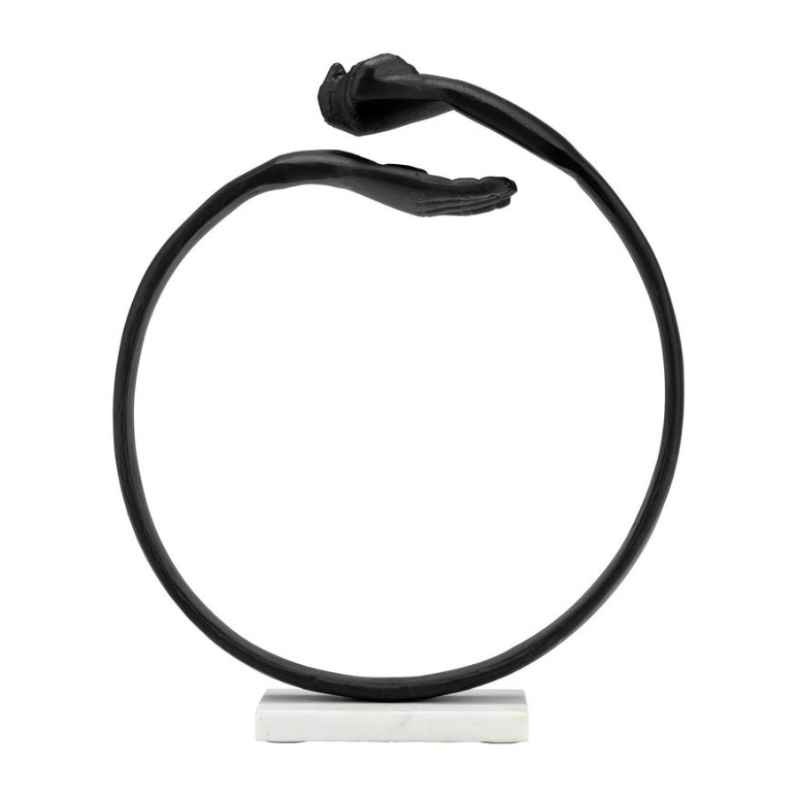 Sagebrook - 15" Metal Hand Ring On Base Sculpture in Black/White