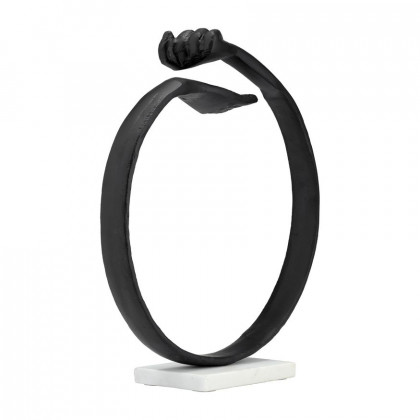 Sagebrook - 15" Metal Hand Ring On Base Sculpture in Black/White
