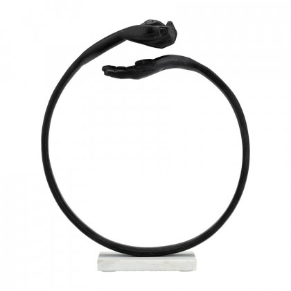 Sagebrook - 15" Metal Hand Ring On Base Sculpture in Black/White