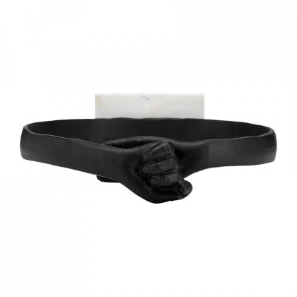 Sagebrook - 15" Metal Hand Ring On Base Sculpture in Black/White