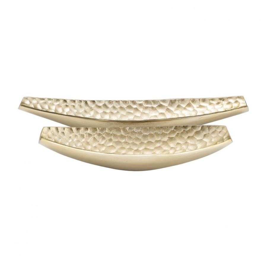 Sagebrook - 18"/24" Metal Hammered Elongated Trays (Set Of 2) in Champagne
