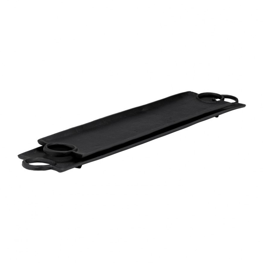Sagebrook - 26"/32" Metal Flat Trays With Ring Handles (Set Of 2) in Black