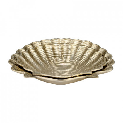 Sagebrook - 10"/12" Metal Flat Shell Dish (Set Of 2) in Champagne