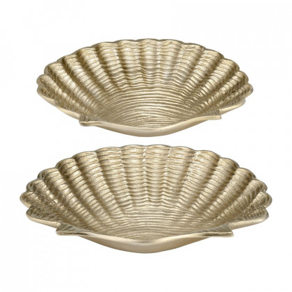 Sagebrook - 10"/12" Metal Flat Shell Dish (Set Of 2) in Champagne