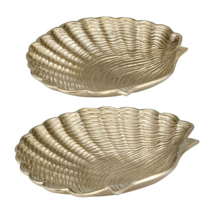 Sagebrook - 10"/12" Metal Flat Shell Dish (Set Of 2) in Champagne